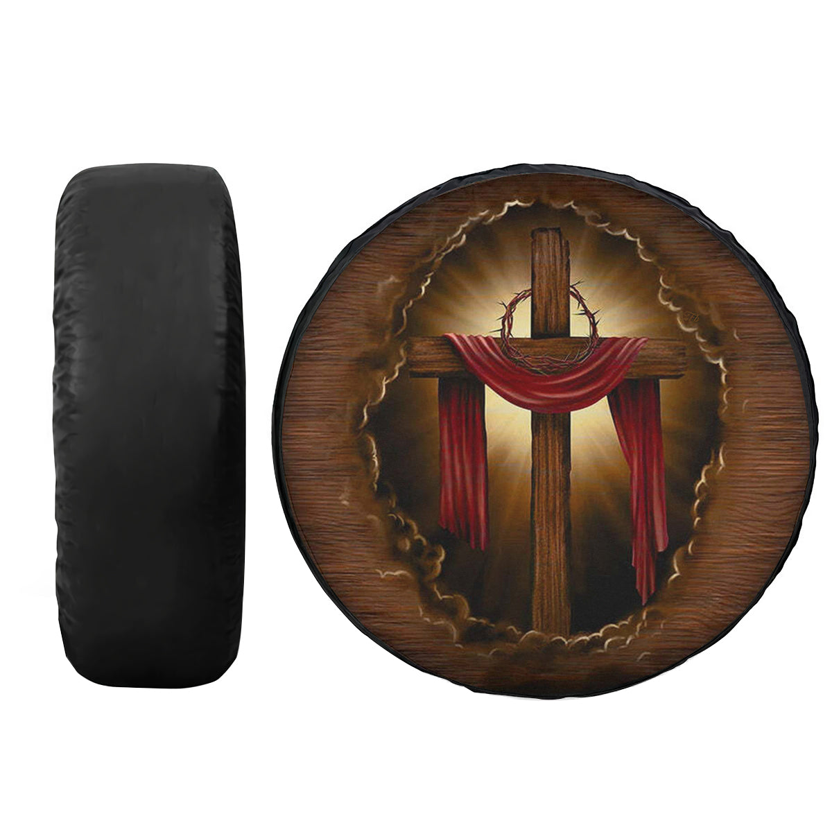 Petthouse | Cross Spare Tire Cover Wood Cross Bible Wheel Cover Christian Faith Gift Idea Decor Car