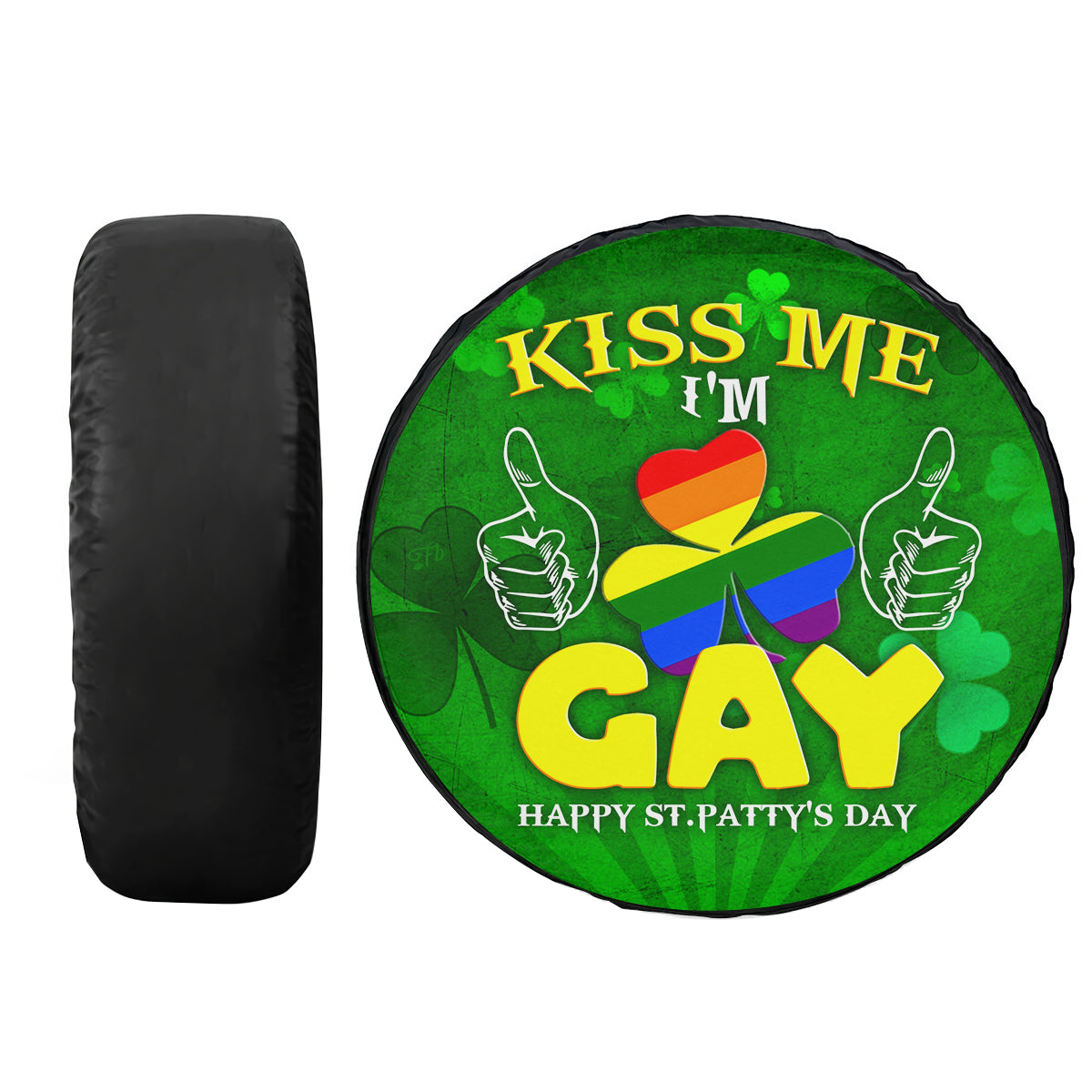 Petthouse | Kiss Me I'm Gay Happy St Patty's Day Spare Wheel Cover Lgbtq Support Decor Car