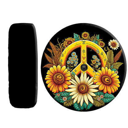 Petthouse | Sunflower Spare Tire Cover Peace Sign Wheel Cover Durable Tire Protector Spring Tire Storage Bag