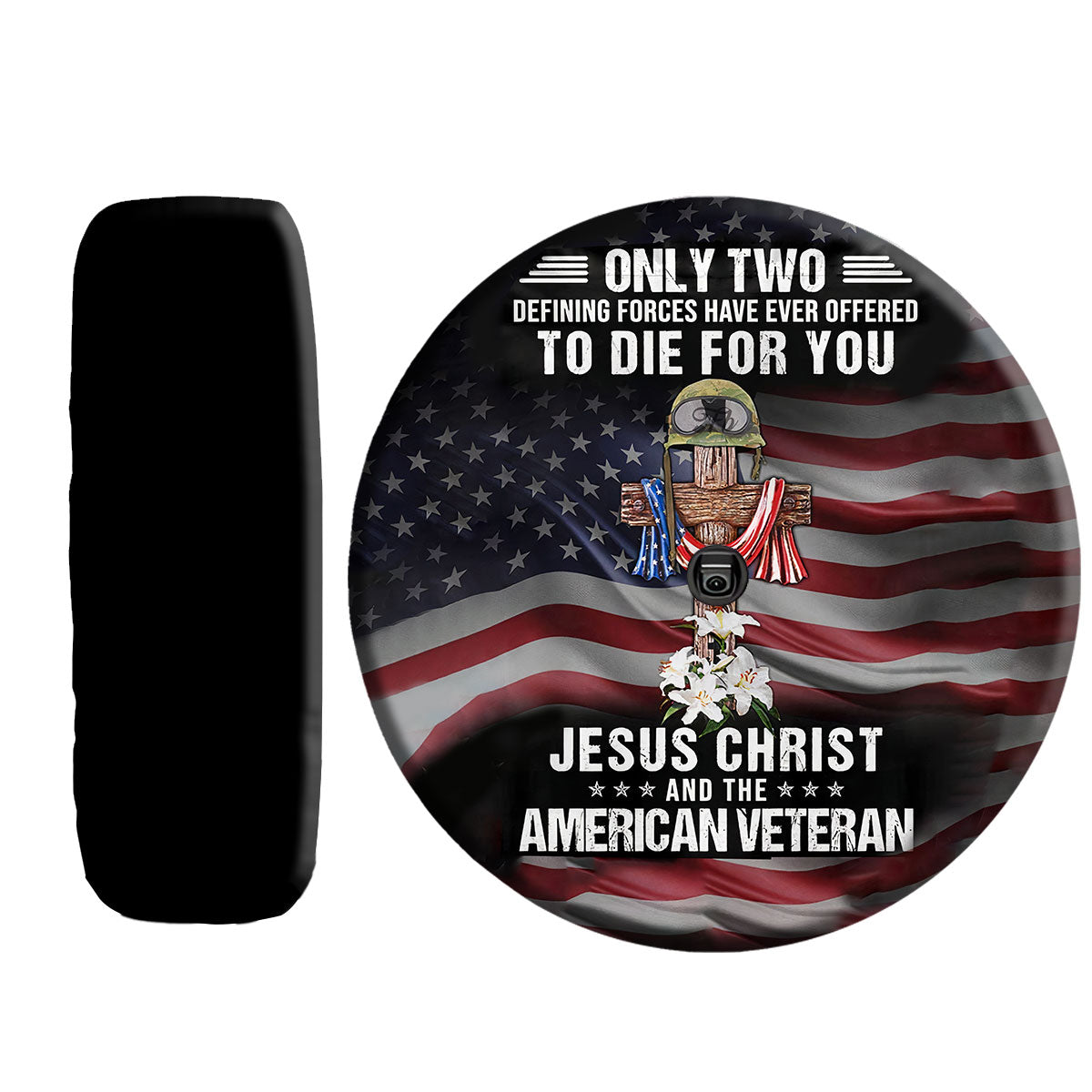 Petthouse | Jesus Christ And The American Veteran Spare Tire Cover Wheel Cover Jesus Believer Tire Protector