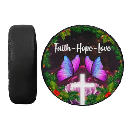 Petthouse | Faith Hope Lover Tire Cover Purple Butterfly Tire Cover Christmas Pattern Cover Car Decoration