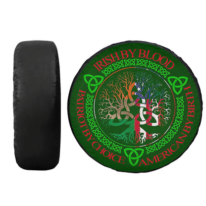 Petthouse | American By Birth Tire Cover World Tree Spare Tire Cover Irish By Blood Wrap Car Decoration