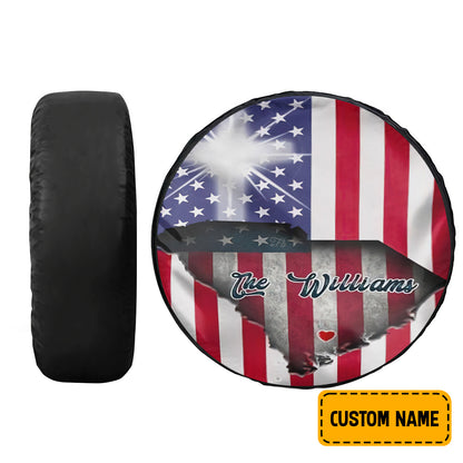 Petthouse | Customized Tire Cover America Jesus Cross Tire Cover America Flag Tire Wrap Car Decoration