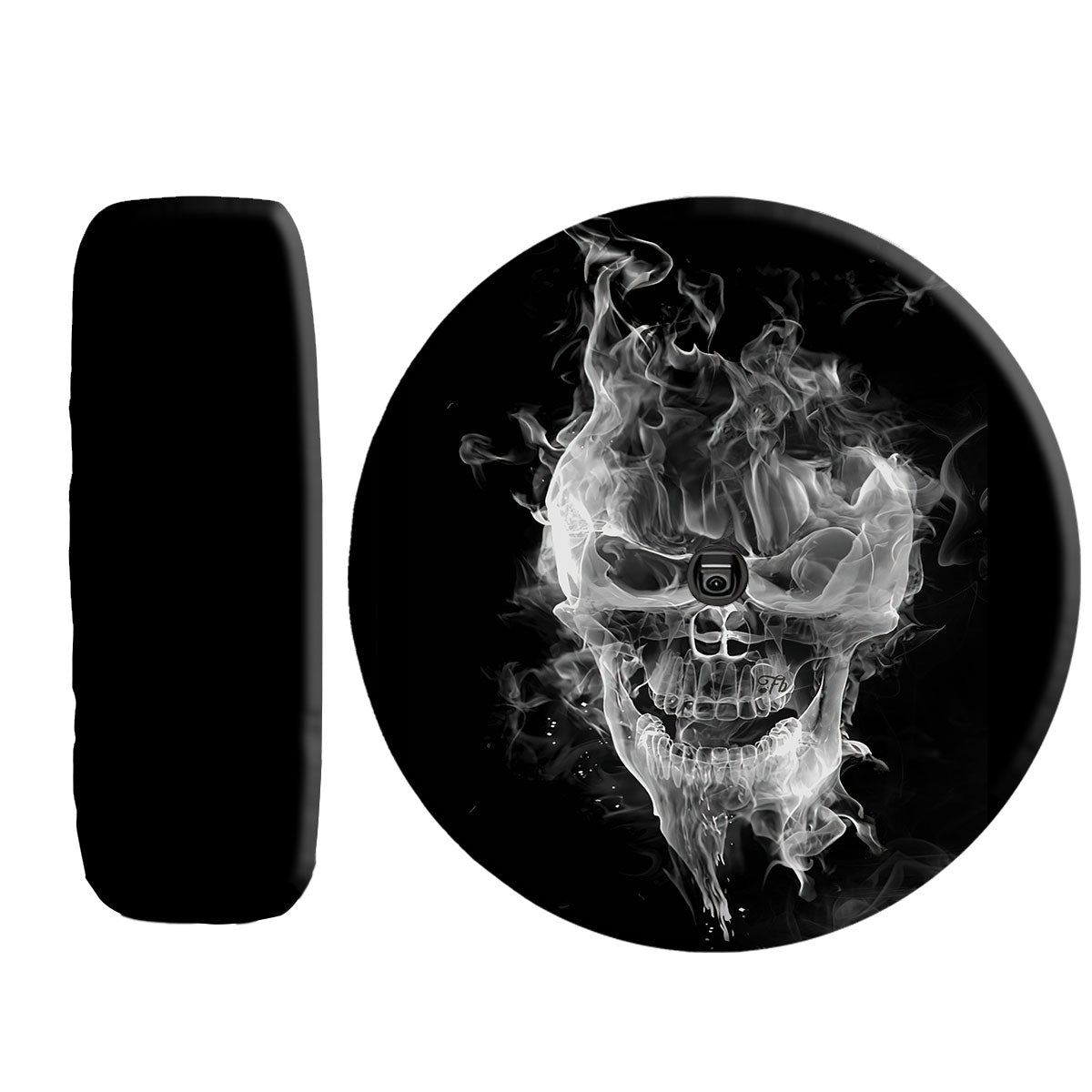 Petthouse | Skull Smoke Spare Tire Cover Horror Skull Skeleton Bones Spare Wheel Cover Truck Decoration