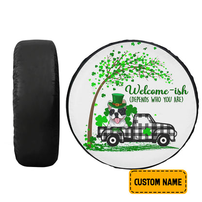 Petthouse | St Patrick Day French Bulldog Customized Name Spare Wheel Cover Welcone Ish Depends Who You Are