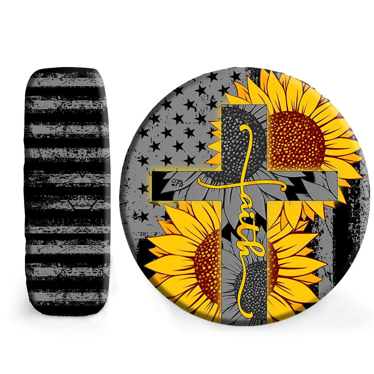 Petthouse | Christ Cross Faith Spare Tire Cover Cross Sunflower Tire Cover American Flag Tire Cover Patriot Gift