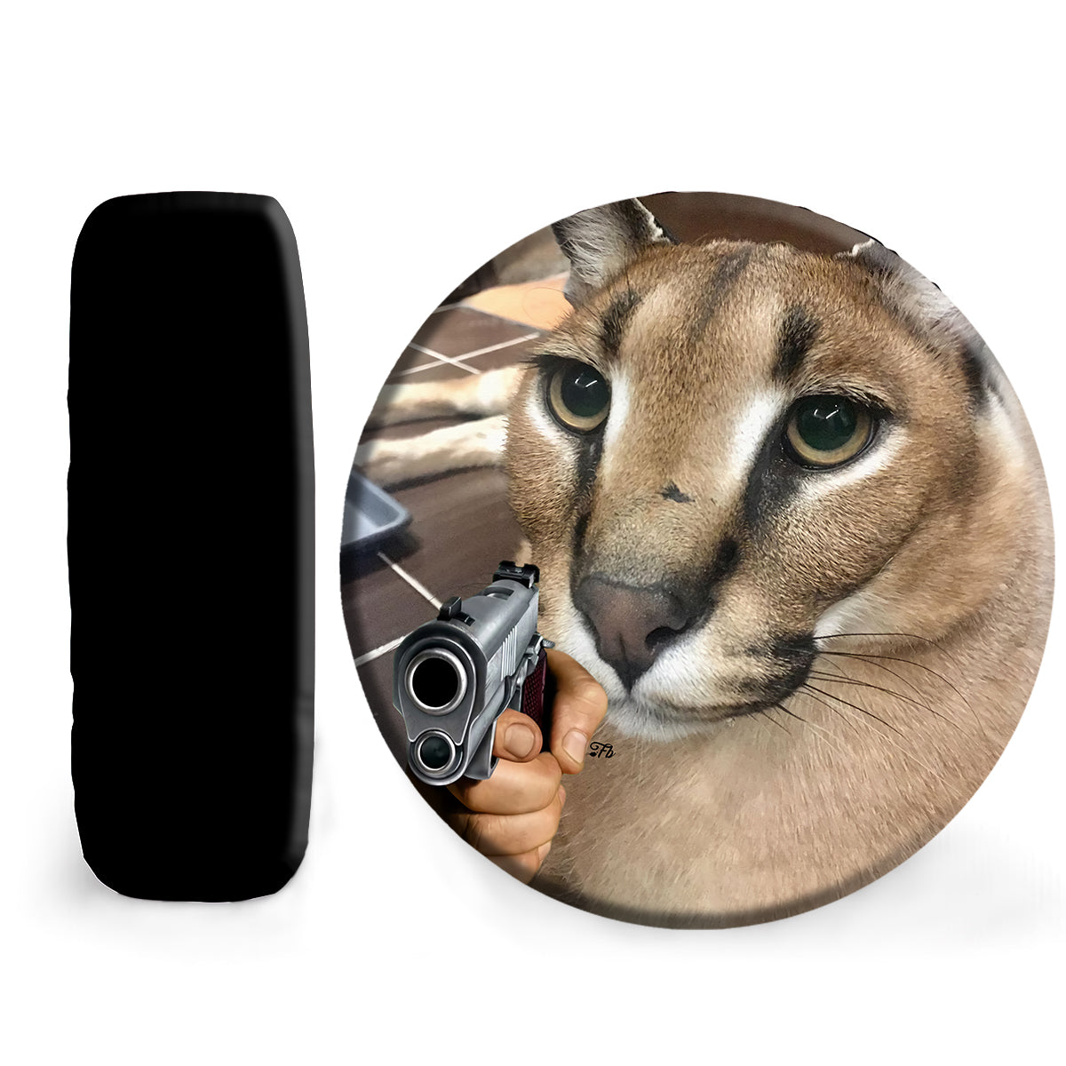 Petthouse | Lynx Cat With Gun Spare Tire Cover Lynx Cat Shoot Wheel Cover Lynx Cat Lover Gift Funny Gift