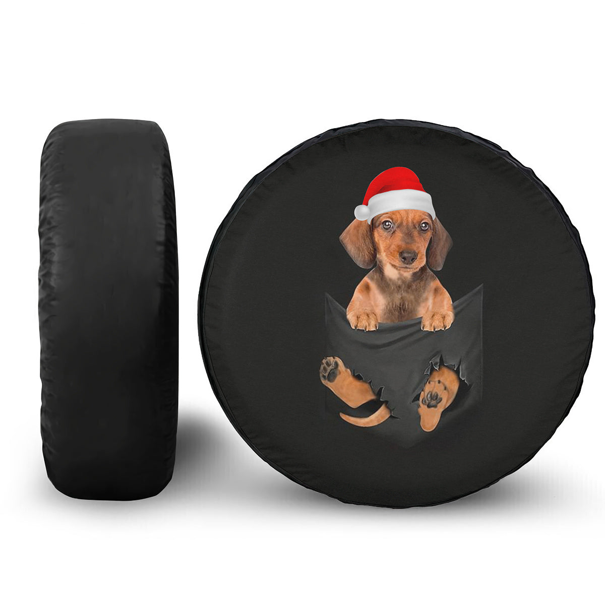 Petthouse | Dachshund Relax In Cracked Pocket Tire Wrap, Puppy Dachshund Spare Tire Cover, Pet Lover