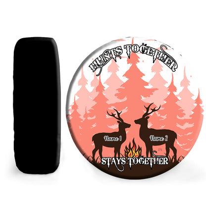 Petthouse | Customized Gift Deer Couple Spare Tire Cover Deer Hunting Wheel Cover Hunts Together Stay Together