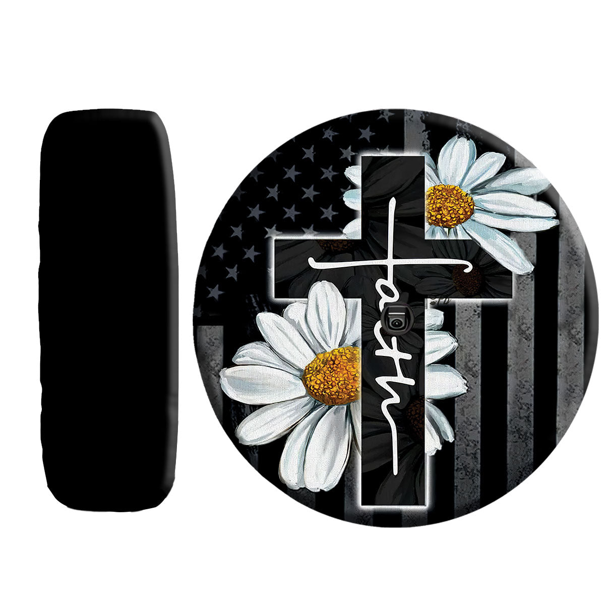 Petthouse | Faith Christian Cross Daisy Us Flag Spare Tire Cover Truck Decor God Lovers Gift Religious Gift