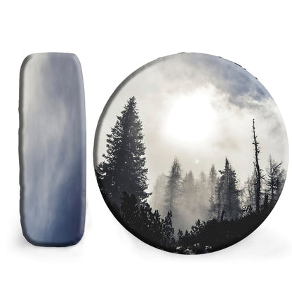 Petthouse | Forest Landscape Spare Tire Cover Forest Fog Spare Wheel Cover Camping Gift