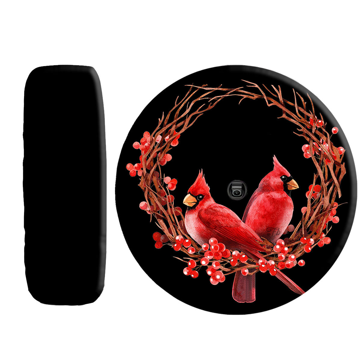 Petthouse | Cardinal Birds Spare Tire Cover Christmas Wreath Tire Protector Car Accessory New Car Gift Holiday