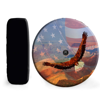 Petthouse | Bald Eagle American Flag Spare Tire Cover Eagle American Patriot Wheel Cover Waterproof