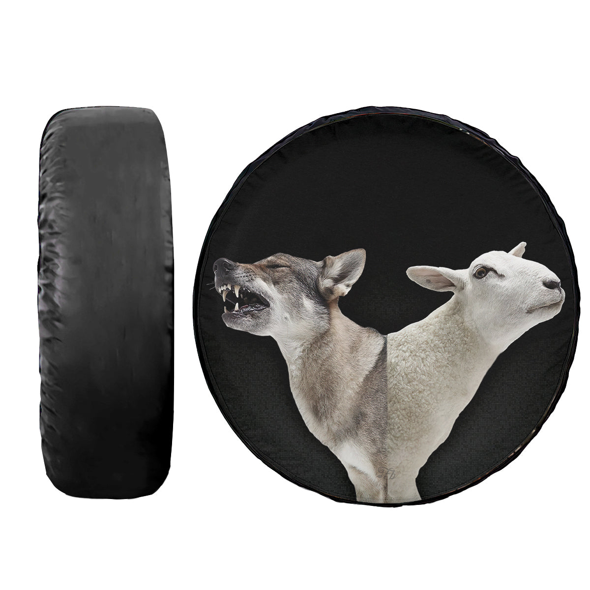 Petthouse | Wolf And Sheep Tire Cover, Wolf Hunting Lamb Tire Cover, Lamb Lover, Car Accessories