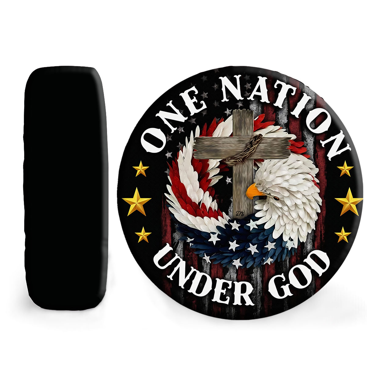 Petthouse | Eagle American Flag Wreath Spare Tire Cover One Nation Under God Wheel Cover