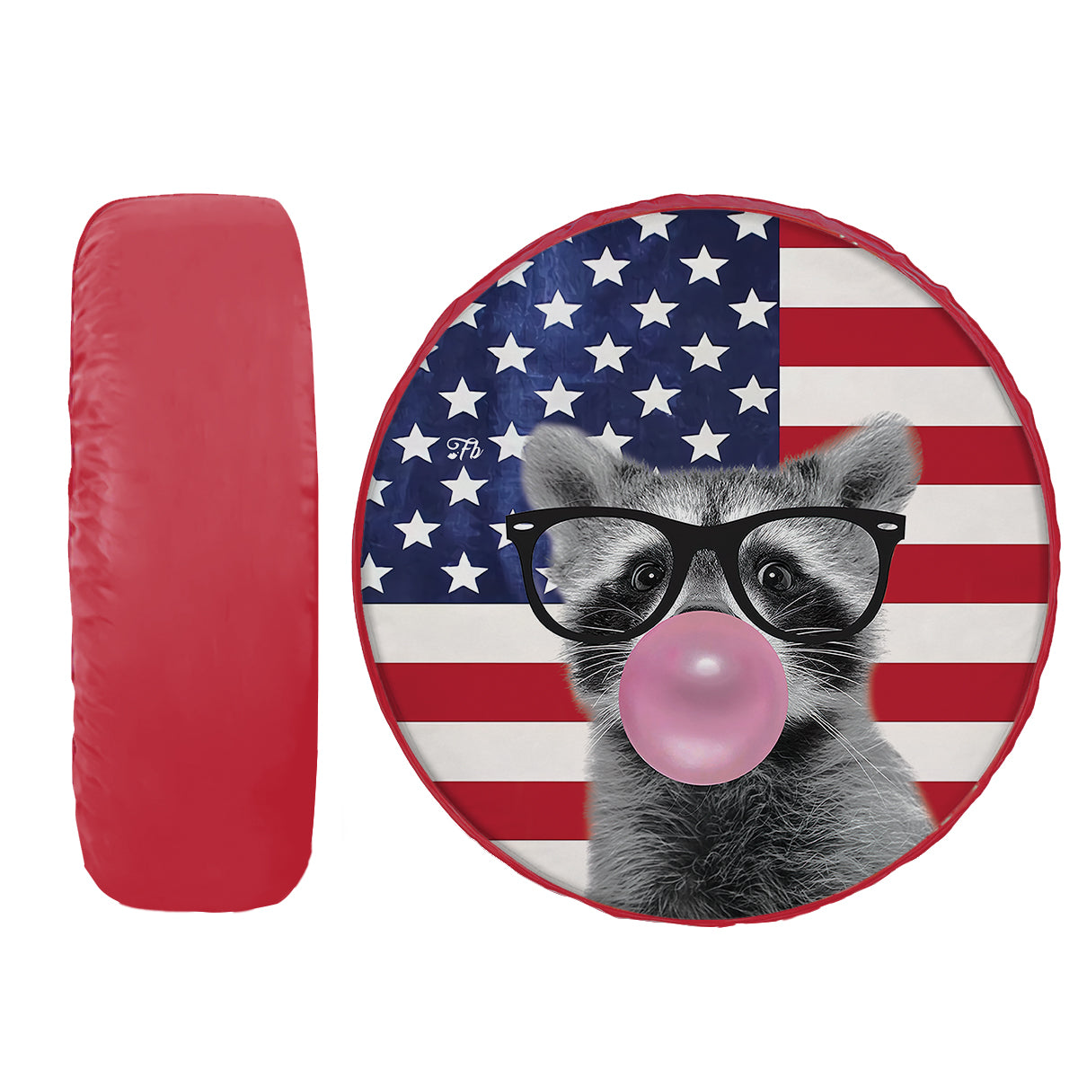 Petthouse | Racoon Bubble Cover America Flag Tire Wrap Animal Cute Cover Racoon Lover Gift