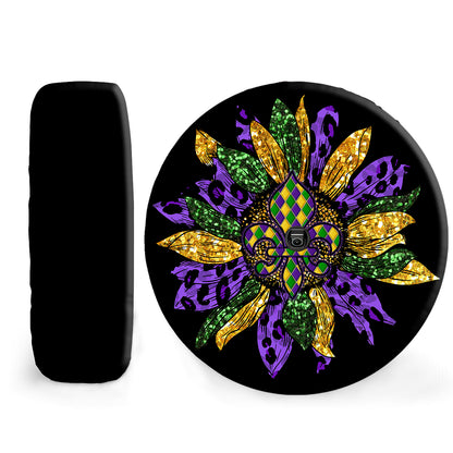 Petthouse | Mardi Gras Symbole Leopard Sunflower Spare Tire Cover Fat Tuesday Car Decor