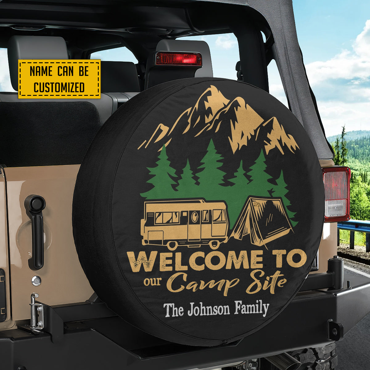 Petthouse | Customized Wheel Cover Welcome To Our Campsite Spare Tire Cover Mountain Car Accessory