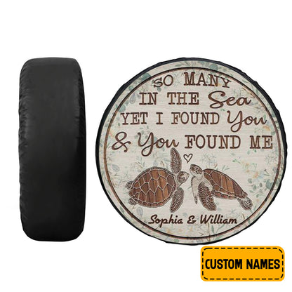 Petthouse | Custom Name Couple Turtle Spare Tire Cover You Found Me Wheel Cover Couple Gift