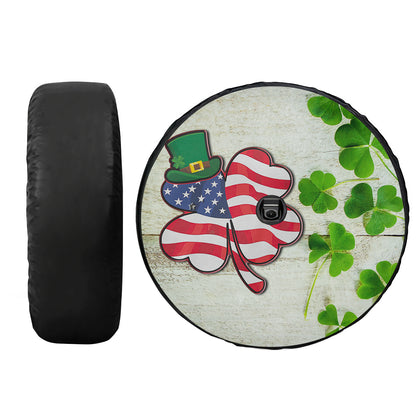 Petthouse | Lucky Shamrock Usa Flag Print Wheel Cover Patrick Day Hat Spare Tire Cover Farmhouse Vintage Style