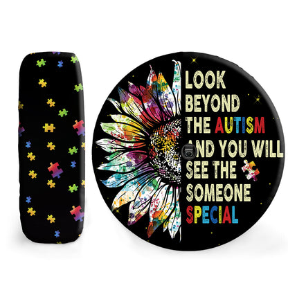 Petthouse | Sunflower Colorful Universal Spare Tire Cover Autism Awareness Canvas Tire Autism Special