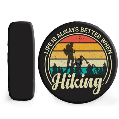 Petthouse | Hiking Retro Spare Tire Cover Hiking Man Gift Hiker Adventure Wheel Cover Car Accessories