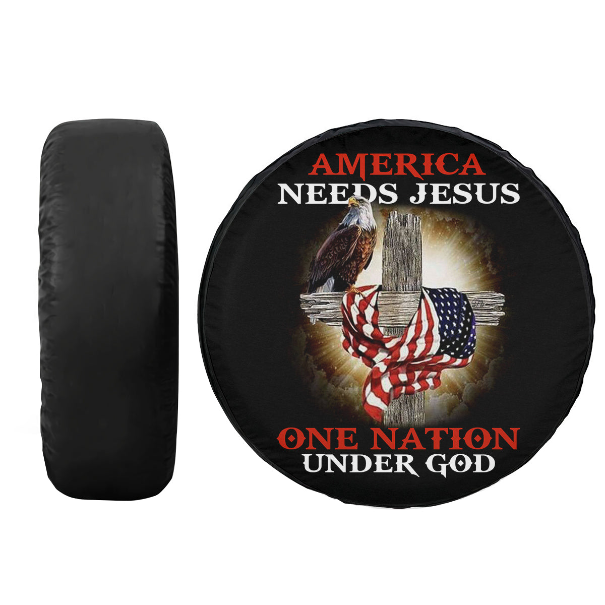 Petthouse | One Nation Under God Spare Tire Cover American Needs Jesus Tire Wrap Christian Car Decoration