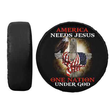 Petthouse | One Nation Under God Spare Tire Cover American Needs Jesus Tire Wrap Christian Car Decoration