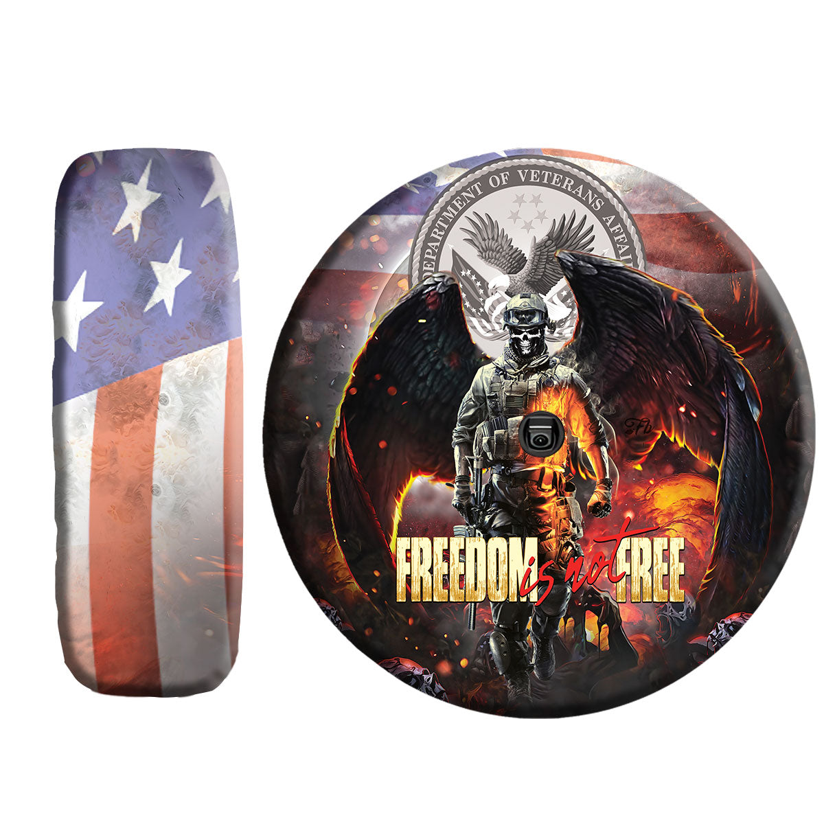 Petthouse | Skull Veteran Wings Freedom Is Not Free Spare Tire Cover Veteran Soldier Military Truck Decoration