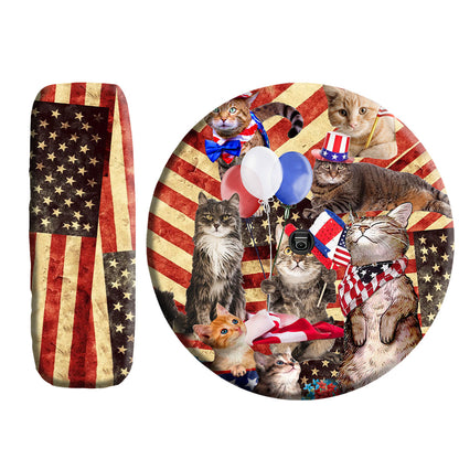 Petthouse | Cat Spare Tire Cover Patriotic 4th Of July Tire Protector Cat Circus Wheel Cover Cat Lover Gift