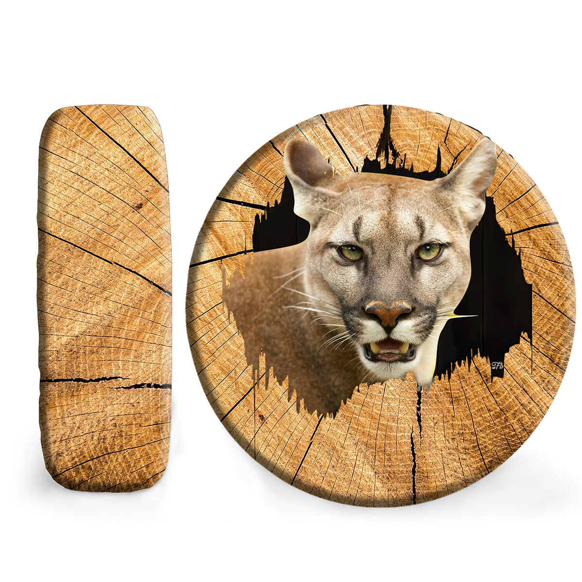 Petthouse | Cougar Wildlife Animal Wood Hole Spare Tire Cover, Cougar Lovers Truck Decor