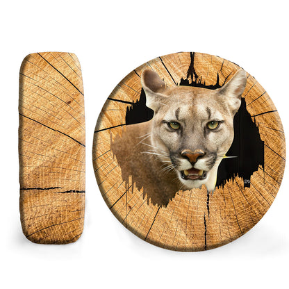 Petthouse | Cougar Wildlife Animal Wood Hole Spare Tire Cover, Cougar Lovers Truck Decor