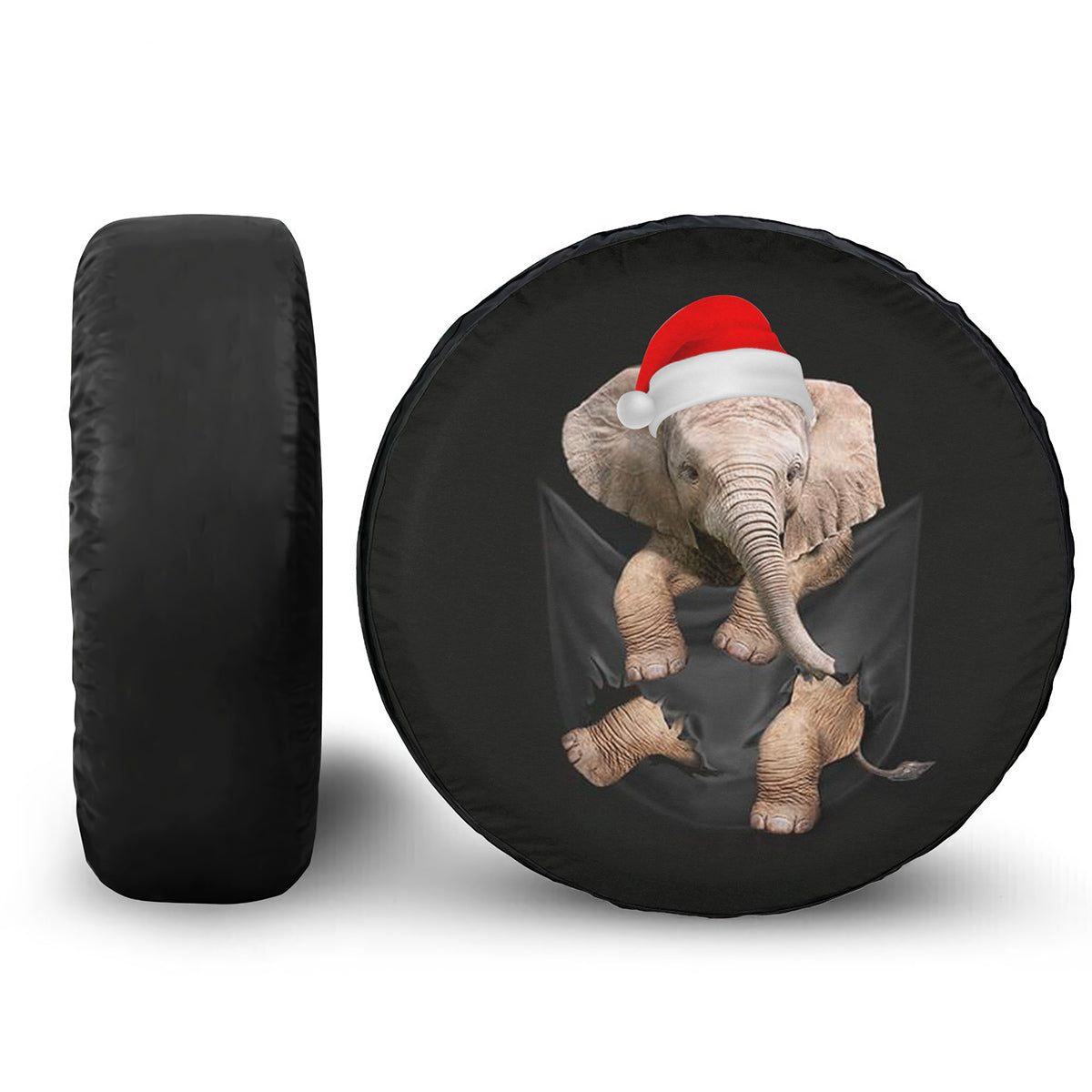 Petthouse | Elephant In Pocket Wheel Cover, Elephant Wear Santa Hat Sapre Tire Cover, X-mas Animal