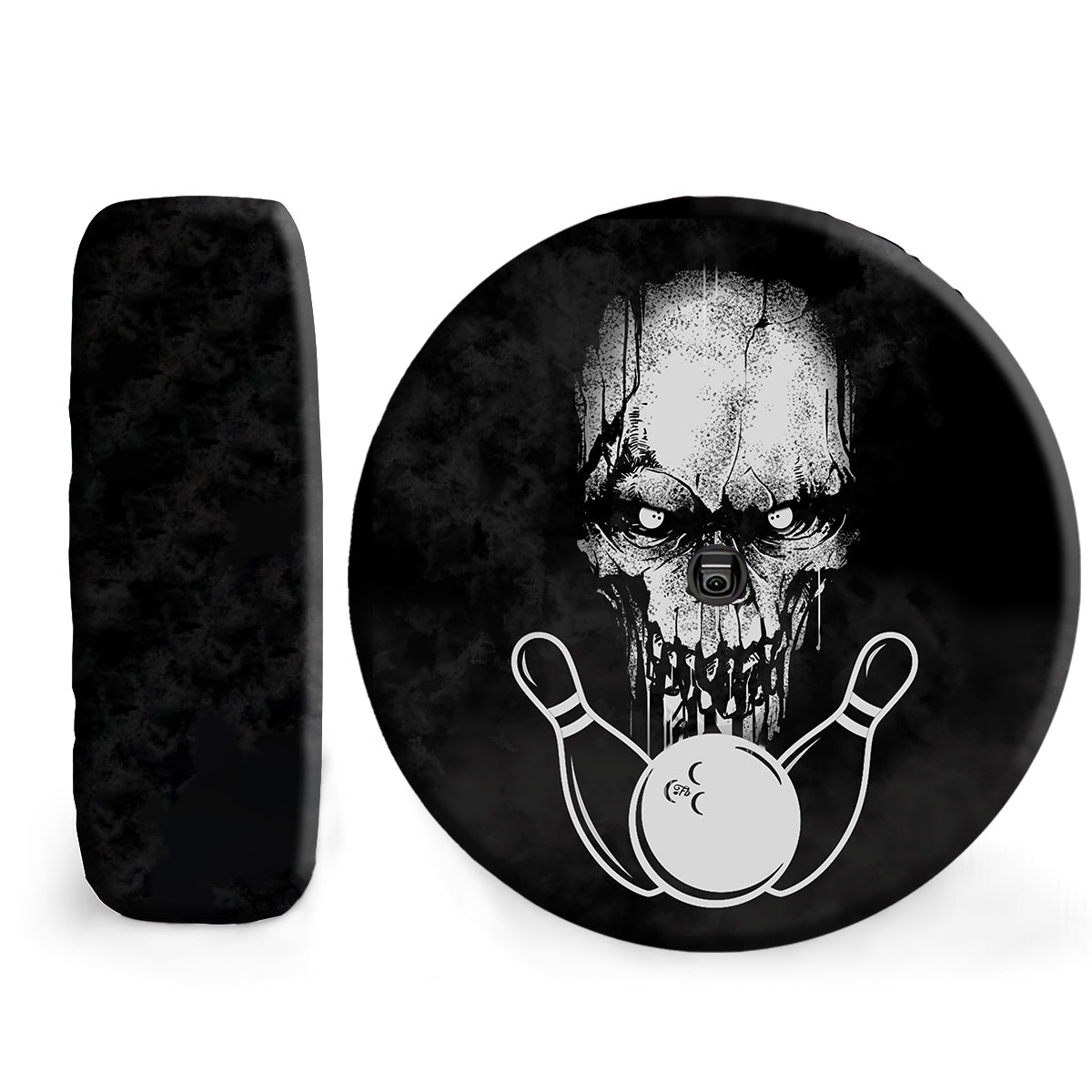 Petthouse | Skull Spare Tire Cover Bowling Tire Cover Horror Style Tire Wrap Car Decoration For Bowling Lover