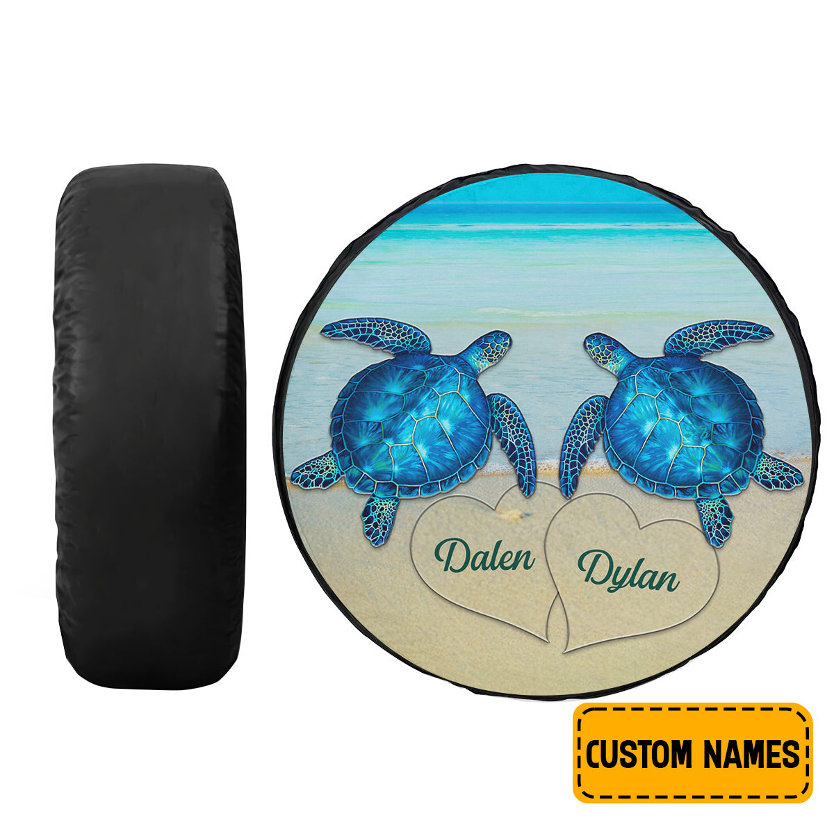 Petthouse | Customized Tire Cover Couple Blue Turtle Tire Cover Couple Turtle Loving Wrap Sea Lover Gift