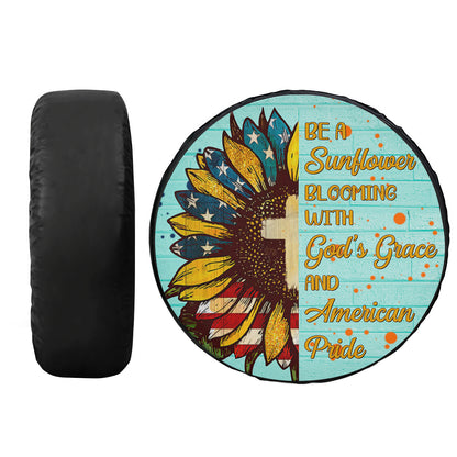 Petthouse | Cartoon Sunflower Artwork Tire Cover Be A Sunflower Tire Cover American Pride Cover Car Decor