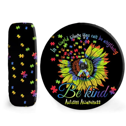 Petthouse | Autism Awareness Tire Protector Sunflower Autism Ribbon Wheel Cover Be Kind Autistic Gifts Spare Tire Cover