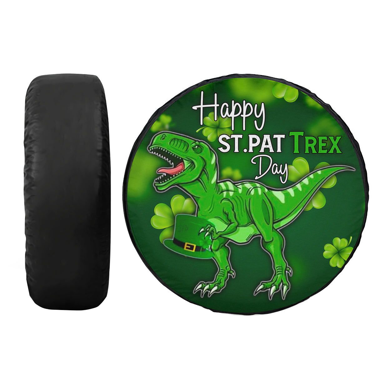 Petthouse | Dinosaur T-rex Patty Day Spare Wheel Cover Happy St Pat Trex Day Spare Tire Cover