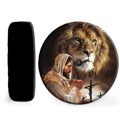 Petthouse | Jesus Christ Spare Tire Cover Jesus Lion Tire Cover Christ Cross Wheel Cover Christian Car Decor