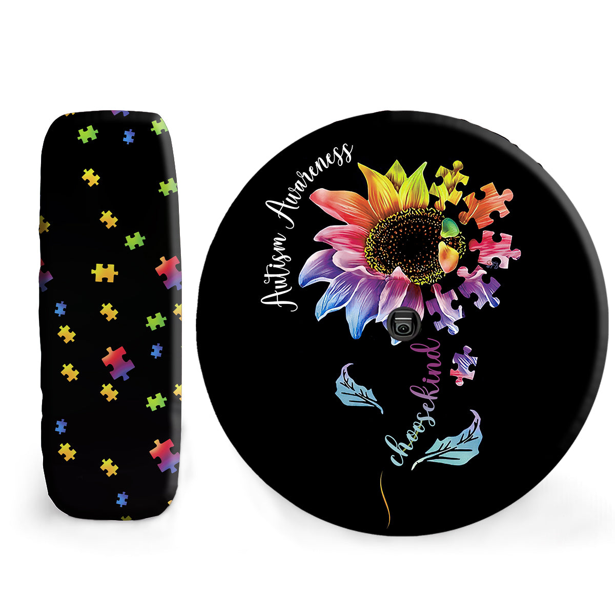 Petthouse | Autism Awareness Month Universal Spare Tire Cover Sunflower Puzzles Tire Cover Choose Kind