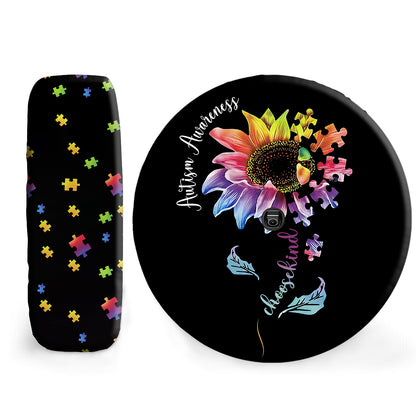 Petthouse | Autism Awareness Month Universal Spare Tire Cover Sunflower Puzzles Tire Cover Choose Kind