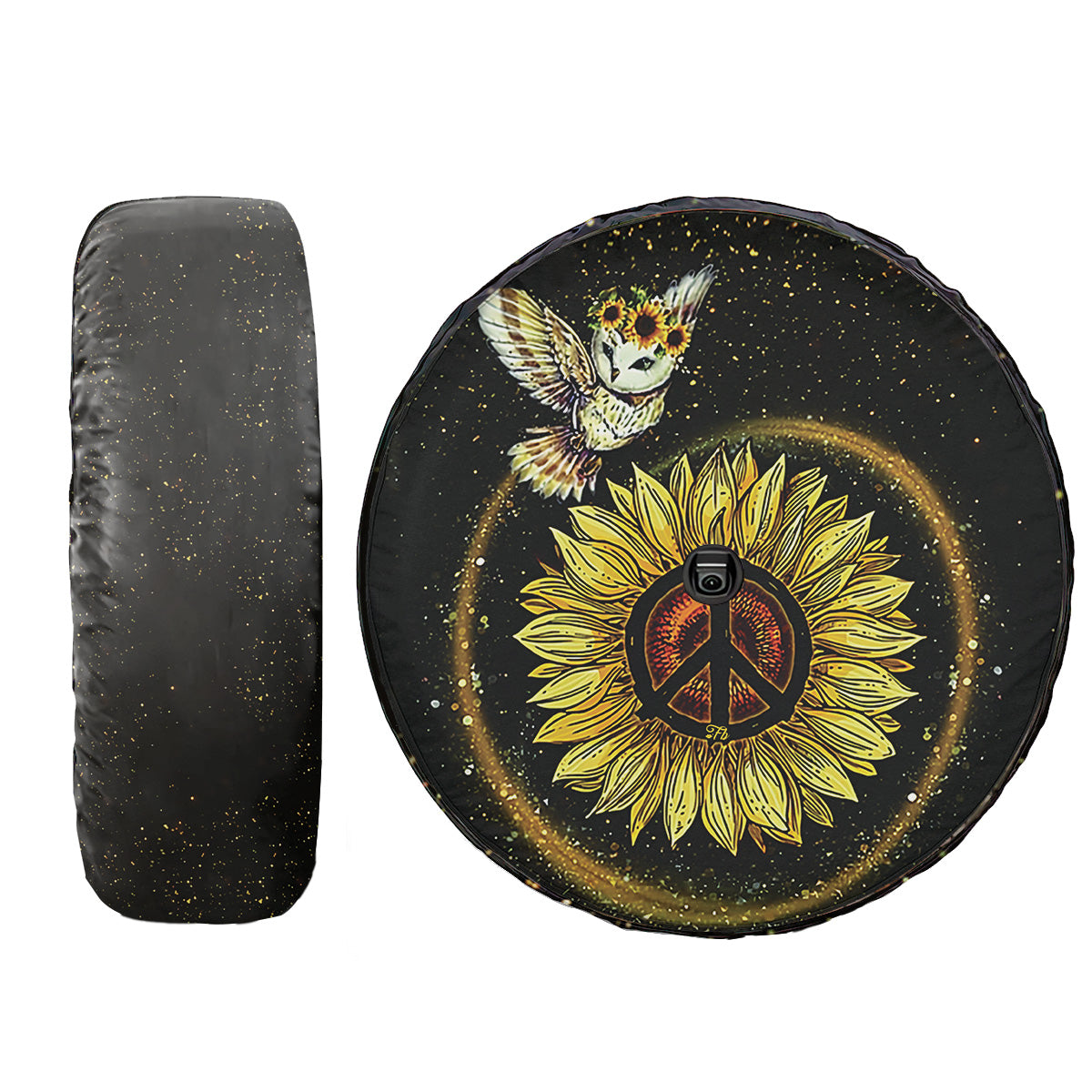 Petthouse | Owl Sunflower Cute Spare Tire Cover Hippie Peace Sign Wheel Cover For Car Hippie Car Decor