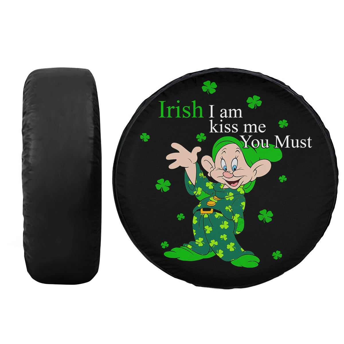 Petthouse | Patrick Day Gnome Spare Tire Cover Patty Day Green Clover Irish I Am Kiss Me Irish Family Gifts