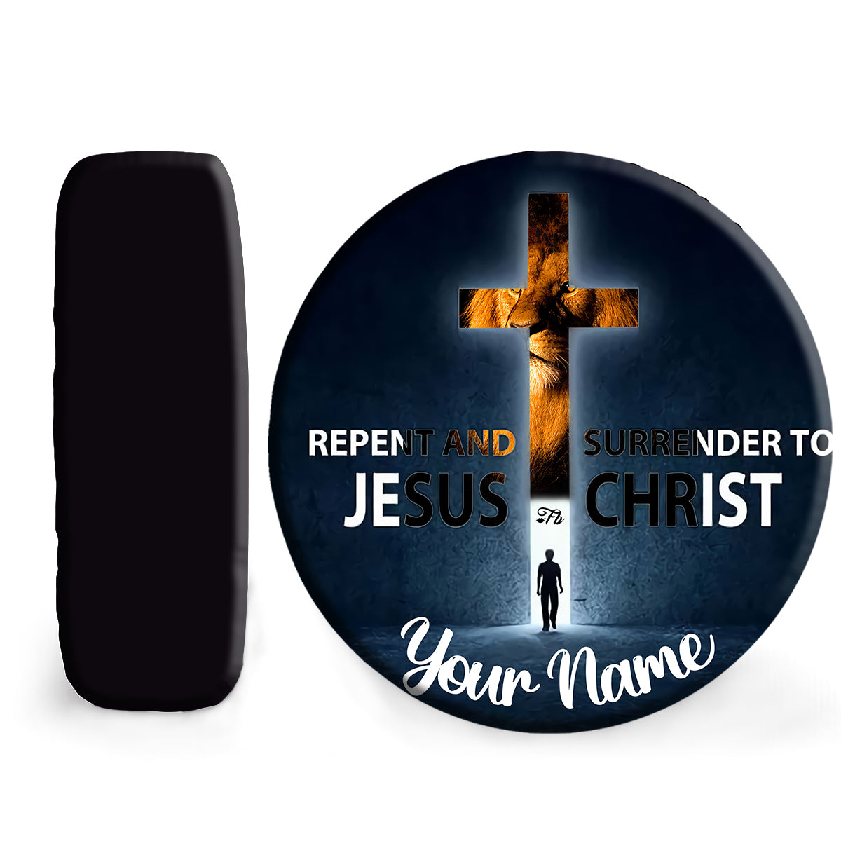 Petthouse | Customized Tire Cover Lion Jesus Cross Cover Repent And Surrender Wrap Christ Cross Cover Decor