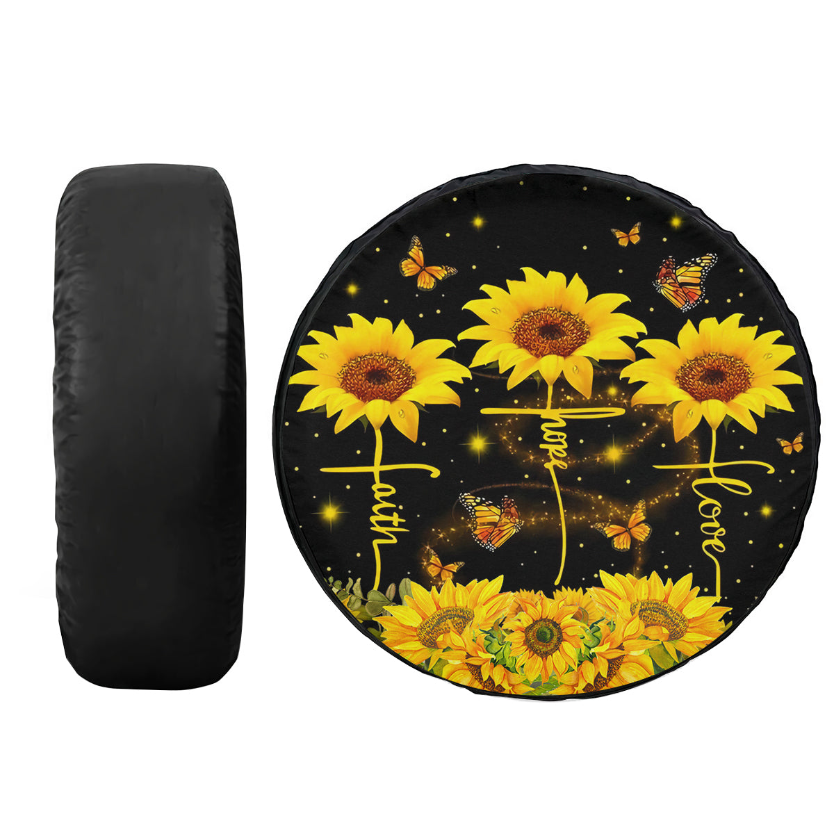 Petthouse | Sunflower Spare Tire Cover Sunflower Butterfly Faith Hope Love Christian Gift New Car Gift