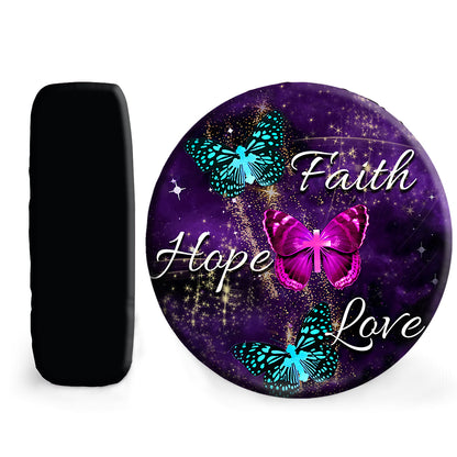 Petthouse | Butterfly Faith Hope Love Spare Tire Cover Butterfly Magical Christian Cross New Car Gift