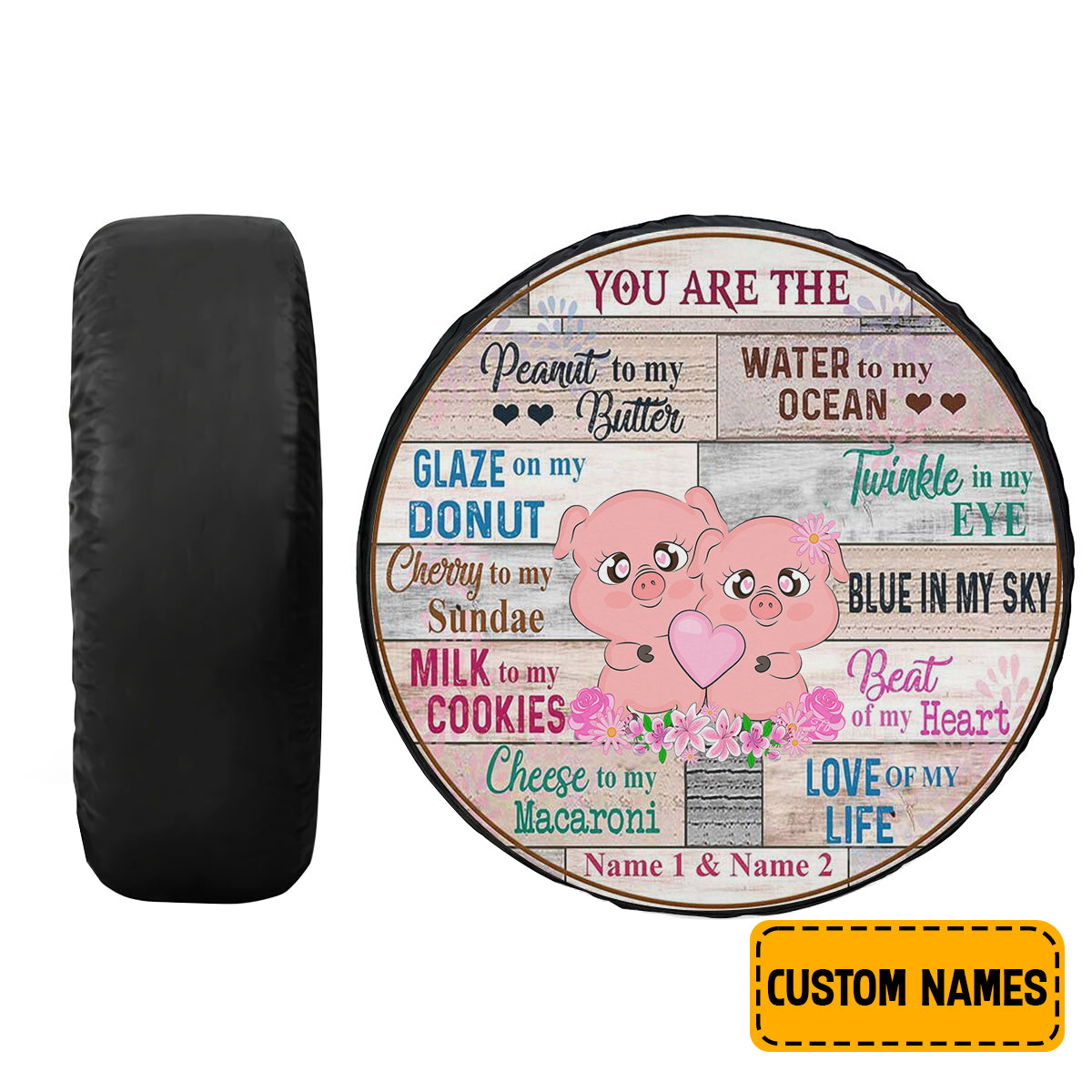 Petthouse | Customized Spare Tire Cover Cute Couple Pig Tire Cover You Are The Peanut To My Butter