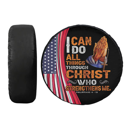 Petthouse | Hand Prayers Spare Tire Cover I Can Do All Things Through Christ Wheel Cover Decor Car