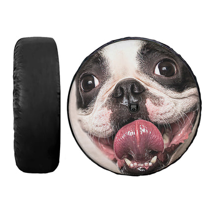 Petthouse | Tire Covers  Portrait Of A Funny And Happy Boston Terrier Spare Wheel Cover Car Accessories