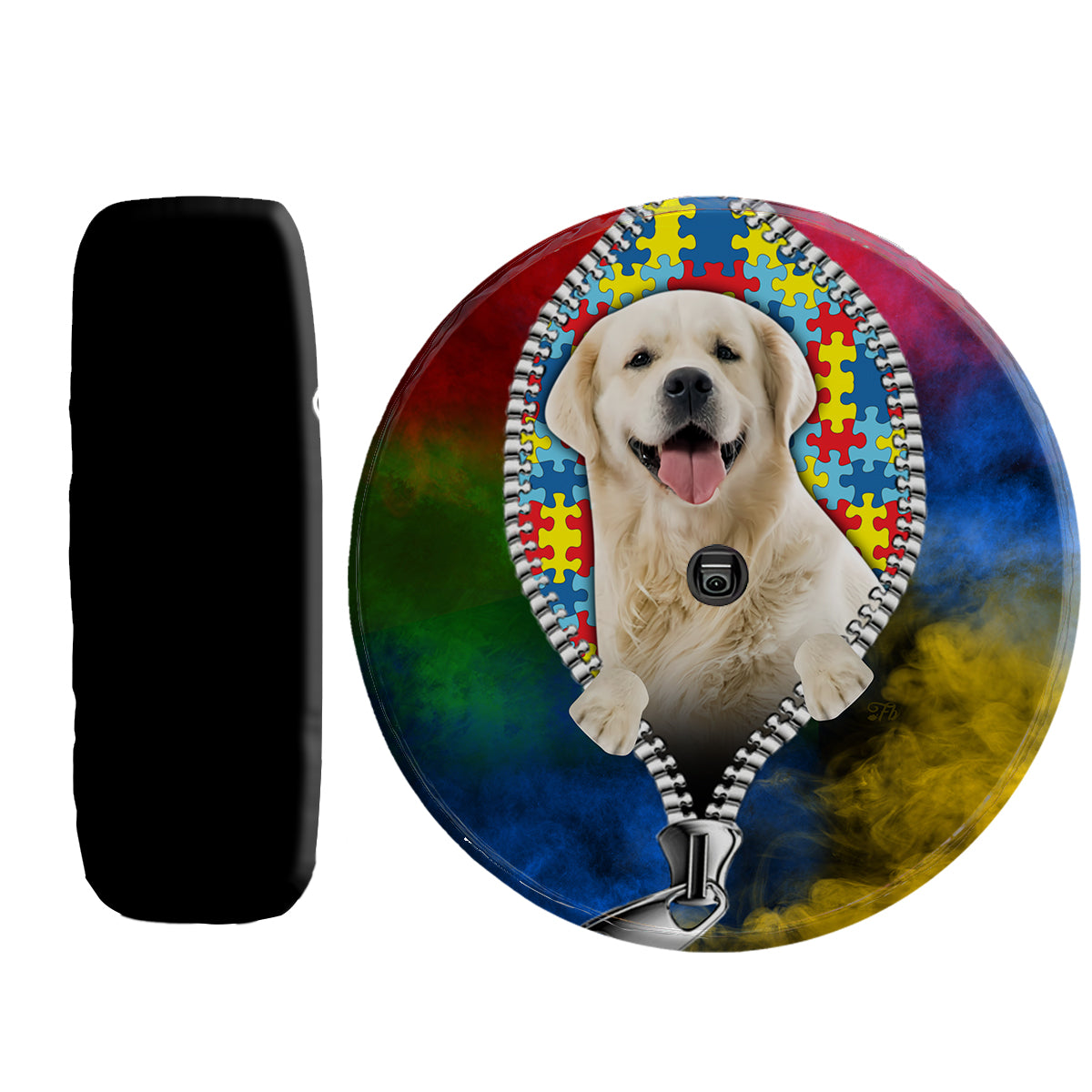 Petthouse | Labrador Retriever Autism Awareness Wheel Cover Dog Puzzle Piece Design Autism Advocate Gifts